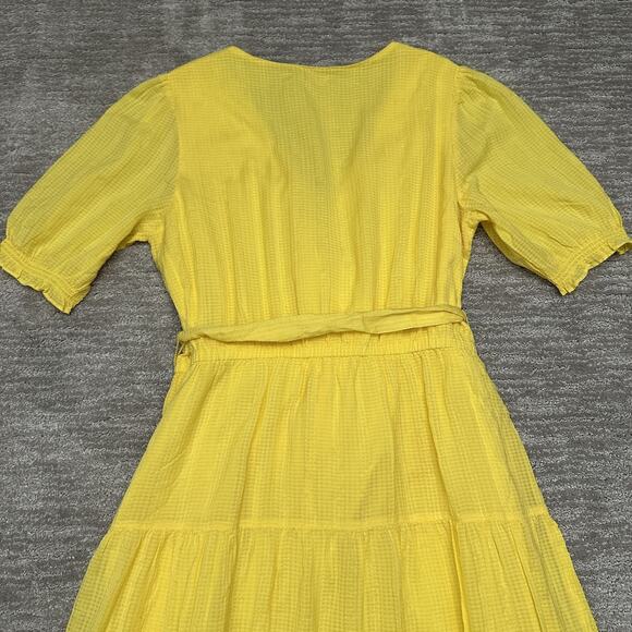 Lauren Ralph Lauren Dress Women 14 Yellow Gingham Tie Waist Tiered Spring Easter - Picture 6 of 15